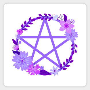 Purple Floral Pentacle Design Cheeky Witch® Sticker